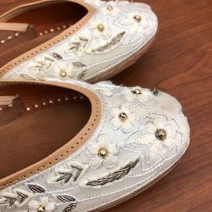 Indian Jutti beaded embroidered wedding flats.